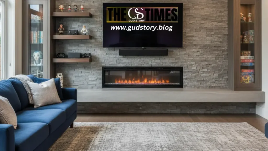 entertainment center with fireplace