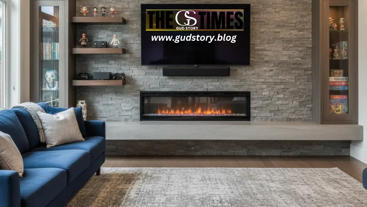 entertainment center with fireplace