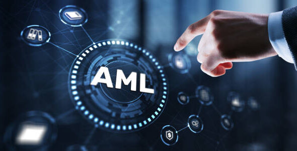 AML Anti Money Laundering Financial Bank Business Technology Concept.