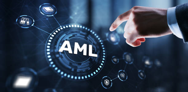 AML Anti Money Laundering Financial Bank Business Technology Concept.