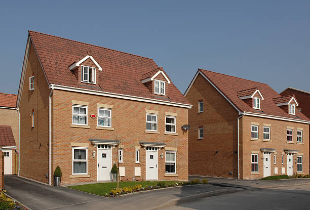 Modern housing on a new complex in northern England. No sharpening.